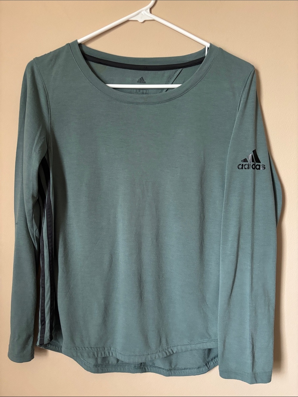 adidas Long-Sleeve Crew Top in Sage/teal
